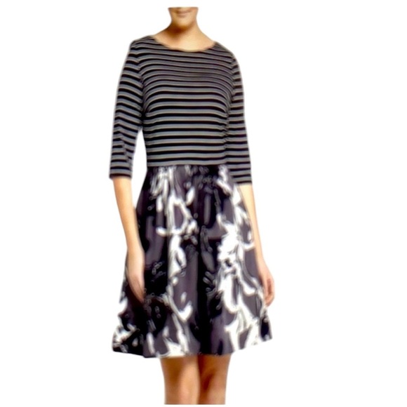Taylor Striped Light Scuba Floral Dress - Picture 1 of 6